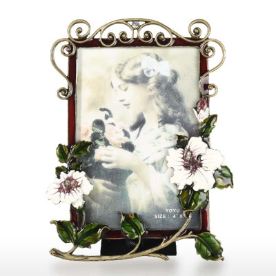 

Picture Frame with Branches&Flower Decoration Photo Display for Tabletop Desktop Fit for Stands Vertically