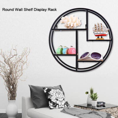 

Wall Display ShelfIndustrial Style Wood Iron Craft Round Wall Shelf Display Rack Storage Unit Home Decor Round Wall Rack