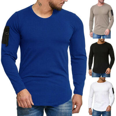 

Mens Thumb Hole Cuffs O Neck Long Sleeve Muscle Tee Shirts Casual T-shirt Tops