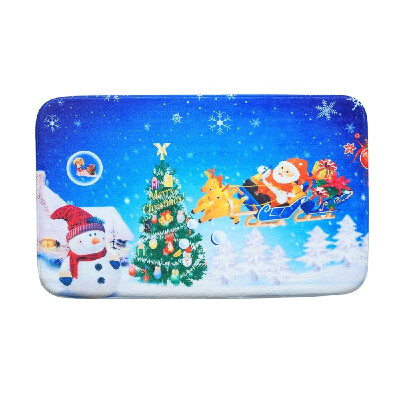 

Christmas Carpet Mat Bath Rug Cute Santa Claus Print Non-Slip Doormat Welcome Floor Mats