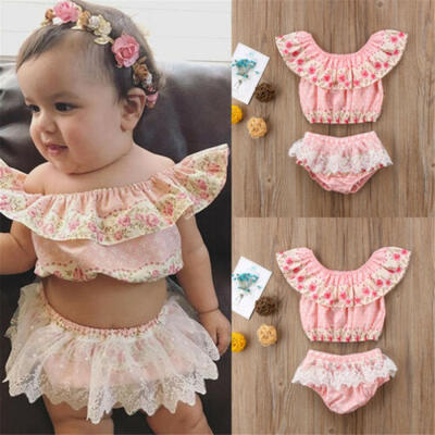 

Toddler Baby Girls Floral Off Shoulder Tops Pants Shorts Dress Outfits Clothes