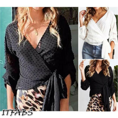 

Women Puffed Long Sleeve Loose Solid T Shirts Ladies Summer Casual Blouse Top UK