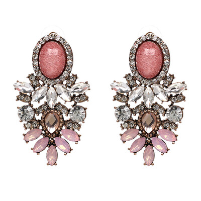 

Handmade Vintage Flower Rhinestone Stud Earrings Jewelry 2019 Big New Statement Fashion Crystal Earring For Women C3506