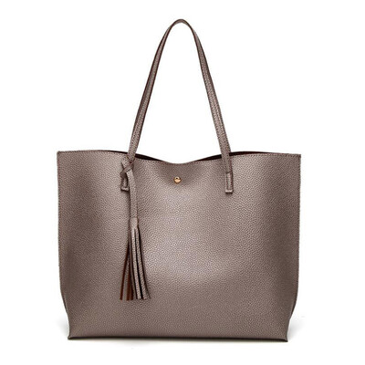 

Tailored Women Fashion Fringe Solid Large Capacity Shopping Shoulder Tote Handbag Bags