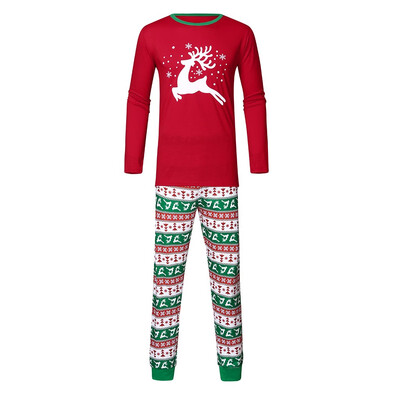 

Toponeto Christmas Man Daddy Cartoon Deer Printed TopPants Xmas Family Clothes Pajamas
