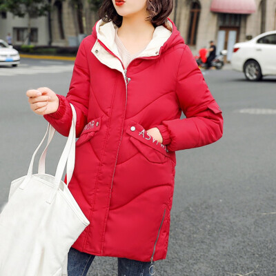 

Roseonmyhand Women Fashion Loose Outerwear Long Cotton-padded Jackets Pocket Hooded Coats