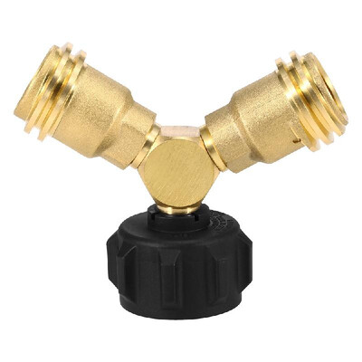 

Propane Tank Y-Splitter Adapter Two Way LPG Adapter Tee Connector QCC1 Tank T Adapter with Gauge for BBQ Grills Camping Stoves Hea