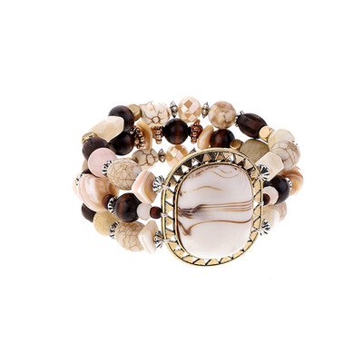 

Pine Stone Shell Resin Bracelet Wood