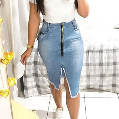 

Ladies Casual Slim Fit High Waist Zipper Split Midi Pencil Cocktail Party Skirt