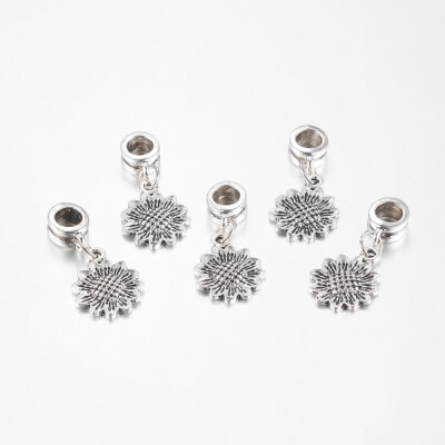 

Alloy European Dangle Beads Flower Antique Silver 28mm Hole 5mm