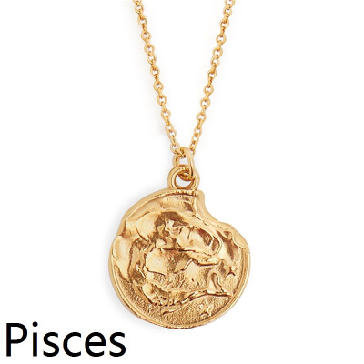 

Star Zodiac Sign 12 Constellation Coin Necklaces & Pendants Choker Necklaces for Women Long Chain Necklace bijoux femme