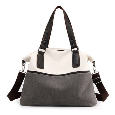 

Korean version of large canvas shoulder bag womens bags retro color large capacity Joker portable slung womens bags