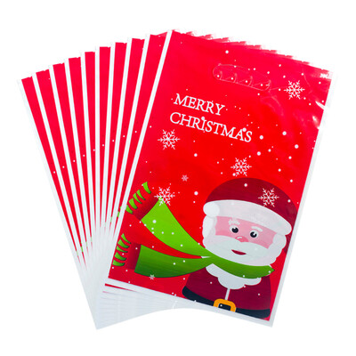 

Gobestart 10PC Christmas PVC Disposable Tote Christmas Candy Gift Bag Ornaments