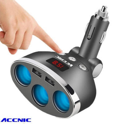 

Dual USB Port 3 Way 12-24V Auto Car Cigarette Lighter Socket Splitter Charger