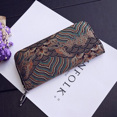 

Womens wallet long personality painted personality large capacity national wind zipper womens wallet handbag wallet