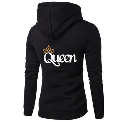 

Fashion Men Women King And Queen Couple Hoodies Printed Sweatshirt Long Sleeve Letter Printed Hooded Sweatshirt