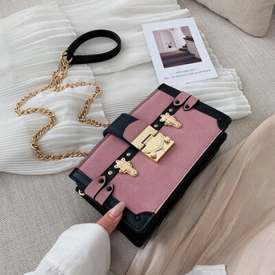 

Ins leisure bag retro frosted chain womens bag new 2019 fashion fresh shoulder slung small square bag