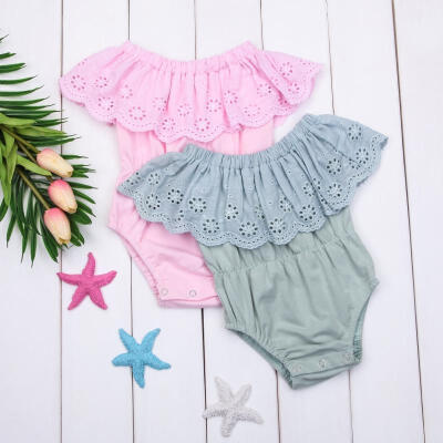 

New Fashion Kids Bodysuit Jumpsuit Romper Newborn Baby Girls Off Shoulder Flower Playsuit Outfits Set