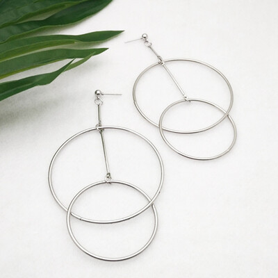 

Geometric Double C Dangle Stainless Steel Earrings Gold color Drop Earrings Long Earring Jewelry For Women