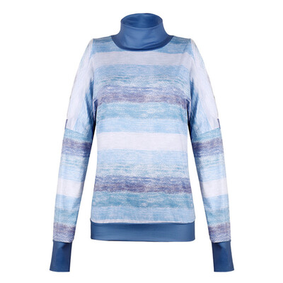

2019 Women High Collar Long Sleeves Color Patchwork Casual Sweater Tops