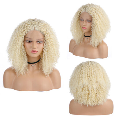 

〖Follure〗Black Women Natural Curly Lace Front Synthetic Wig Short Gold Wave Wavy Wigs