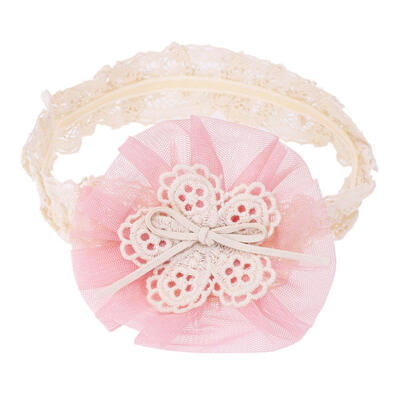 

Newborn Infant Baby Girls Gauze Flower Bowknot Headbands Lace Headwear