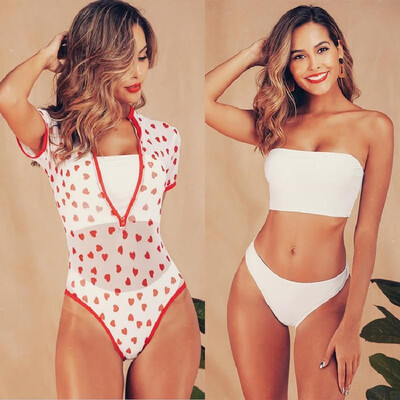 

2019 speed sell Bikini one-piece swimsuit sexy lady zipper three-piece one-piece swimsuit explosion bikini white