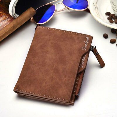 

Brand New Fashion Mens Wallets Leather Bifold Wallet Money Holder Clutch Pockets Purse Pure Color Solid Zipper Fashion Hot 2019