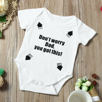 

Newborn Infant Baby Girl Boy Short Sleeve Letter Romper Jumpsuit Outfits Clothes