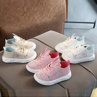 

Autumn Baby Girl Anti-Slip Casual Rhinestone Walking Shoes With Ear Design Soft Soled Kids Shoes