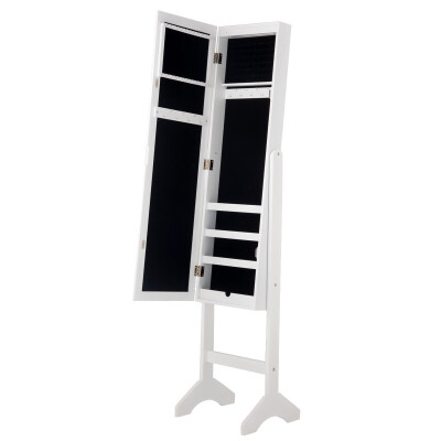 

Modern LED Lights Mirrored Jewelry Storage Cabinet with Stand-White