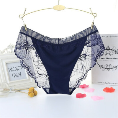

Seamless womens large size sexy transparent lace nylon crotch underpants