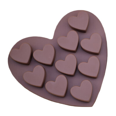 

Ten Hearts Chocolate Mold Bar Block Ice Silicone Cake Candy Sugar Bake Mould