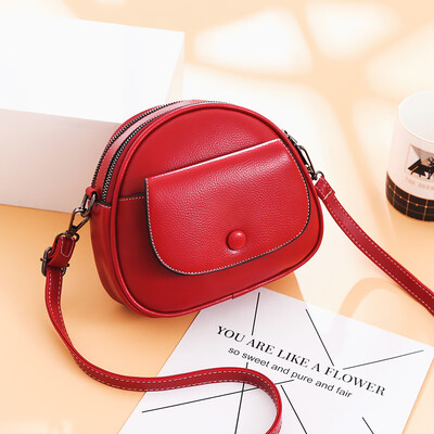 

Korean version of the simple ins wind student small round bag shoulder diagonal package solid color small bag female