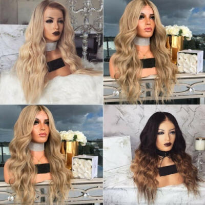

Women Fashion Synthetic Hair Lace Front Wig Body Wavy Full Wigs Ombre Blonde