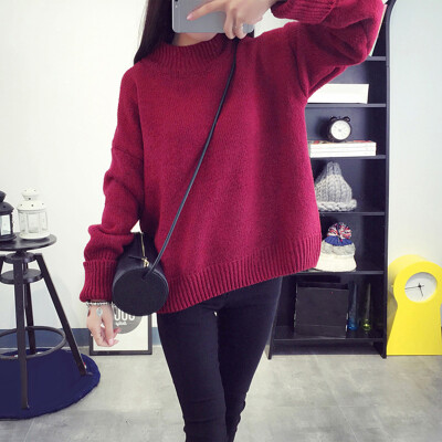 

Women Loose Knitwear Long Sleeve High Collar Sweater Tops Winter Outwear Jumper