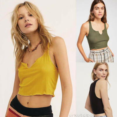 

Summer Sexy Womens Shirt V-Neck Solid Colour Sleeveless Casual Vest Top -XL