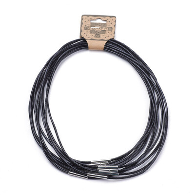 

Cowhide Leather Cord Necklace Makings with 304 Stainless Steel Clasps Stainless Steel Color Black 157"40cm