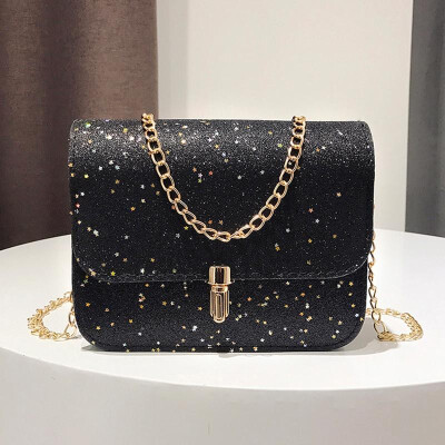 

New Fashion Women Sequined Crossbody Bag PU Leather Chain Mini Messenger Shoulder Bag Glitter Handbag