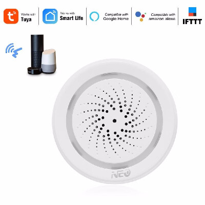 

NEO Wifi Siren Alarm Sensor Smart Alarm Siren Home Security System Tuya Smart Life APP Compatible with Alexa Google Home Voice Con