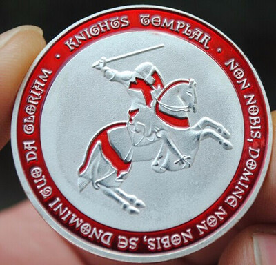 

40mm Red horseman Silver Plated coin Knight Ordre du Temple Souvenir Coin medal