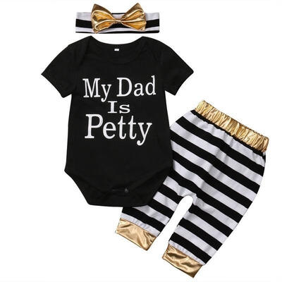 

Newborn Baby Girls Boys Clothes Cotton Romper Bodysuit Headband 3pcs Outfits