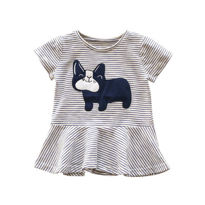 

Summerly Fashion Infant Kids Striped Cartoon Short-sleeved Dresses Baby Girls Casual Cute Dress