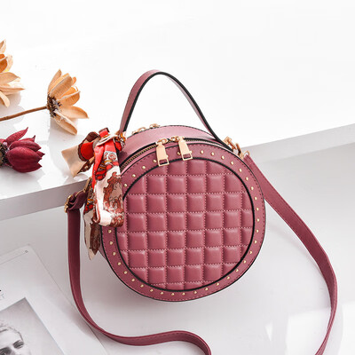 

Korean version of the small round bag Lingge interwoven handbags simple wind single shoulder diagonal package ladies cute small bag