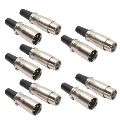 

5 Pairs 5 Male 5 Female 3Pin XLR Jack Microphone MIC Audio Connectors Plugs