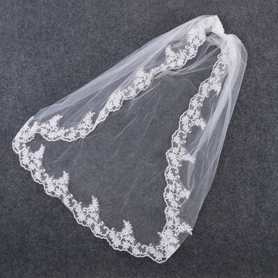 

Fashion 1 Layer Ribbon Edge New Bride Wedding Bridal Veil with Comb Lace