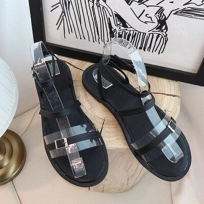 

Summer 2019 new Korean version of Joker student thick cake Roman Sandals fairy wind chic flat sandals women