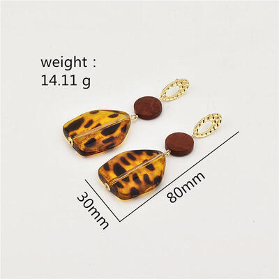 

Korean Round Wood Earrings Long Statement Leopard Transparent Acrylic Dangle Drop Earrings For Women Fashion Jewelry Brincos