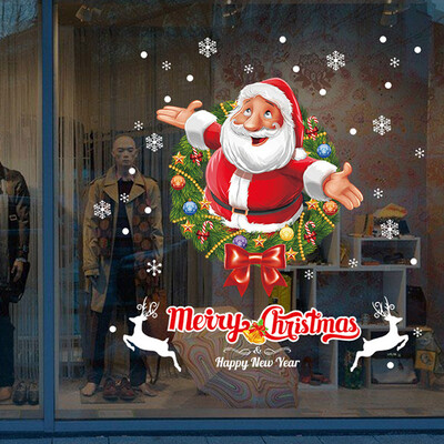

Christmas Living Room Xmas Santa Claus Snowman Elk Wall Stickers Window Decor