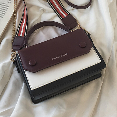 

French minority bag 2019 new satchel popular simple womens bag 100 broadband collision color small square bag